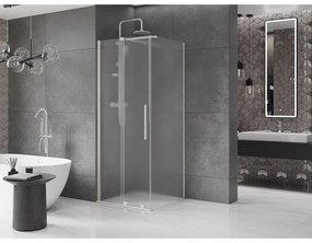 Mexen Velar, sprchový kút s posuvnými dverami 90 x 90 cm, 8mm sklo námraza, brúsená oceľ, 871-090-090-31-97
