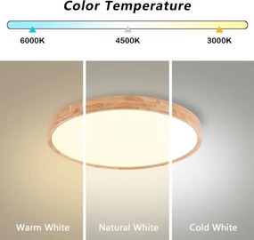 Brilagi - LED Stropné svietidlo WOODROUND LED/30W/230V 3000/4000/6000K pr. 40 cm