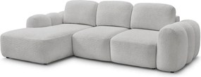 Svetlosivá rozkladacia/s úložným priestorom rohová pohovka z textílie buklé (ľavý roh/s leňoškou) Montaigne – Bobochic Paris