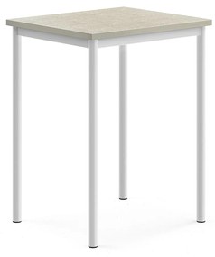 Stôl SONITUS, 700x600x900 mm, linoleum - svetlošedá, biela