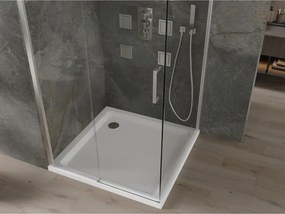 Mexen Omega, sprchovací kút s posuvnými dverami 100 (dvere) x 100 (stena) cm, 8mm číre sklo, chrómový profil + slim sprchová vanička 5cm, 825-100-100-01-00-4010