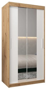 Šatníková skriňa 100 cm Toki 1 (Dub artisan + Biela matná). Akcia -72%. Vlastná spoľahlivá doprava až k Vám domov. 1064881