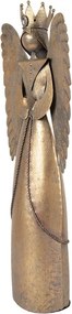 Zlatá antik kovová dekorácia anjel Christmas Angel - 17*10*46 cm