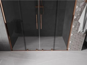 Mexen Velar Duo, posuvné sprchové dvere do otvoru 200 cm, 8mm šedé sklo, ružové zlato, 871-200-000-42-60