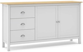 Biela/prírodná nízka komoda z borovicového dreva 150x80,5 cm Misti – Marckeric