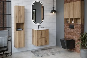 Závěsná skříňka Nova Sky se zápustným umyvadlem Nova 80 cm dub coast evoke