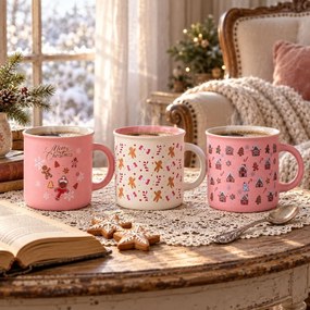 Keramický biely hrnček s perníčkami Clayre & Eef - 10 * 9 * 7 cm / 380ml