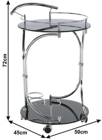 Kondela Servírovací stolík VESNA, čierne sklo/chróm