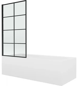 Mexen Vega obdĺžniková vaňa 150 x 70 cm s obkladom a 1-krídlovou sprchovou zástenou 70 cm, čierny vzor - 550115070X9307007077