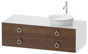 DURAVIT White Tulip závesná skrinka pod umývadlo na dosku vpravo, 2 zásuvky, 1300 x 550 x 408 mm, americký orech masív/biela vysoký lesk, WT4992R7785