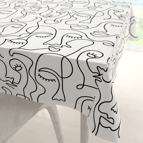 Biante Bavlnený štvorcový obrus Sandra SA-570 Abstraktné tváre na bielom 90x90 cm