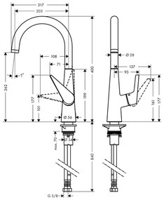 Hansgrohe Talis M51, páková drezová batéria 260 s otočným výtokom, chrómová, HAN-72810000