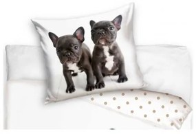 Tiptrade - Kvalitní bavlnené posteľné obliečky pes buldoček / 140 x 200 cm + 70 x 90 cm