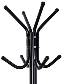 Vešiak na kabáty, kovový, 12hacikov, čierny, 176x49x49cm