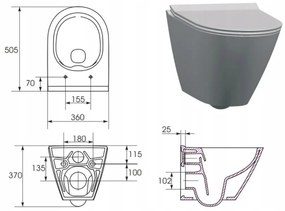 Cersanit City New Oval CleanOn 50,5x36x37 cm, závesná wc misa + toaletné sedátko s pomalým zatváraním z duroplastu, K701-104