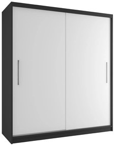 Šatníková skriňa 158 cm Belini čierny mat / biely mat s posuvnými dverami  SI SZP3/1/B/W/0/AL