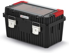 Kufor na náradie s kovovým držadlom a zámkami 58,5 × 36 × 33,7 cm, s organizérom, čierna