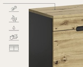 Predsieňová zostava Cano (6-dielna), šedá/dub artisan