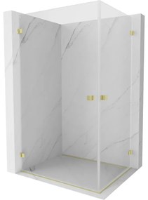 Mexen Lunar-B Duo, výklopný sprchový kút 85 x 70 cm, 8mm číre sklo, zlatý matný profil, 832-085L-070P-55-00