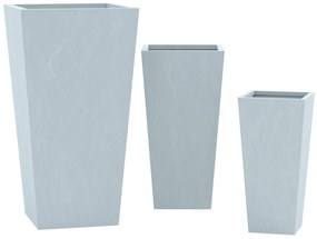 Sada 3 ks kvetináčov 2 square - sivá