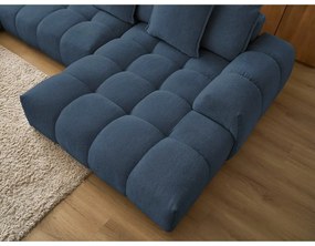 Tmavomodrá ženilková rozkladacia/s úložným priestorom rohová pohovka (ľavý roh/do tvaru "U") Everest – Bobochic Paris