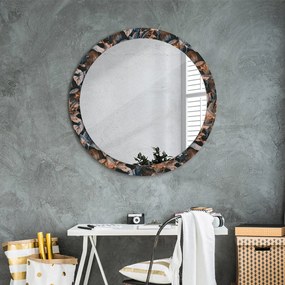 Okrúhle ozdobné zrkadlo na stenu Tmavé tropické listy fi 90 cm