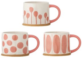 Hrnčeky v súprave 3 ks z kameniny v lososovej farbe/krémovej 450 ml Linora – Bloomingville