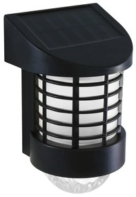 LED solárna nástenná lampa - teplá biela - čierna - plast