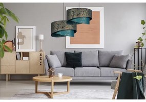 Luster na lanku REZO 1xE27/60W/230V tyrkysová/zlatá