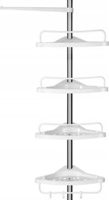AKCIA Rohová polica do kúpeľne COMPACT teleskopická 104-315 cm, biela II. akosť