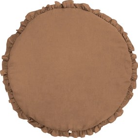 Detská ľanová podložka na hranie s volánom čokoládová