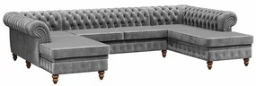 PROXIMA.store - Luxusná sedačka CHESTERFIELD LONG U FARBA NÔH: čierna, DRUH LÁTKY: TORRE - 10, FARBA OZDOBNÝCH ŠPENDLÍKOV: staré zlato