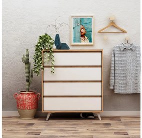 Komoda SUVERA 86x70 cm biela/béžová