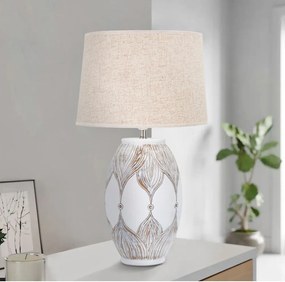 Béžová stolová lampa s textilným tienidlom (výška 67 cm) Atene – Mauro Ferretti