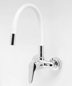 Ferro Zumba - drezová batéria s elastickým ramenom 100mm, biela-chrómová, 94484,0B