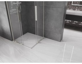 Mexen Velar L Duo, sprchový kút s posuvnými dverami 80 x 80 cm, 8mm číre sklo, brúsená oceľ, 871-080-080-02-03-97