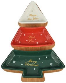 Porcelánová servírovacia miska Christmas Tree 27x20 cm sada 3ks