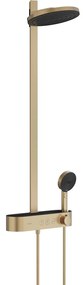 HANSGROHE Pulsify S Showerpipe EcoSmart nástenný sprchový systém s termostatom ShowerTablet Select 400, horná sprcha 2jet priemer 260 mm, ručná sprcha 3jet, kartáčovaný bronz, 24241140
