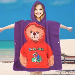 Detské pončo TEDDY MARIO fialové Rozmer: 60 x 120 cm