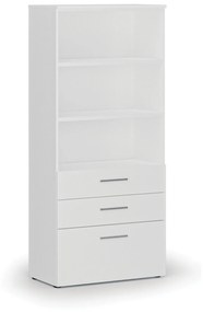 Kancelárska skriňa s kombinovanými zásuvkami PRIMO WHITE, 1781 x 800 x 420 mm, biela