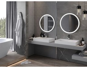 Mexen Oro, okrúhle LED podsvietené kúpeľňové zrkadlo 70 cm, 6000K, vykurovacia podložka proti zahmlievaniu, 9824-070-070-611-00