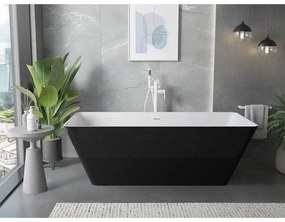 Mexen Velo Slim, voľne stojaca vaňa 170 × 75 cm, biela lesklá, biely prepad, 52811707500-20
