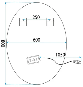Tutumi Tutumi, LED zrkadlo 80x60cm YH-3352, HOM-01505