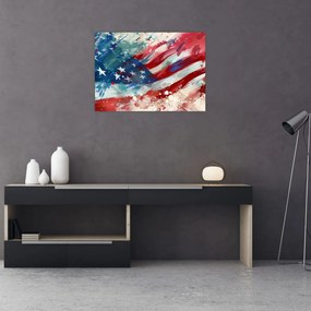 Sklenený obraz - Vlajka USA (70x50 cm)