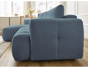 Modrá rozkladacia/s úložným priestorom rohová pohovka (ľavý roh/s leňoškou) Fuji – Bobochic Paris