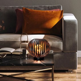SOLIGHT Kovový okrúhly lampáš so žiarovkou micro LED, teplá biela, medená, 3xAA, 19cm