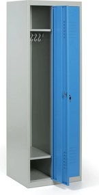 Kovová šatníková skrinka S2, 2-dverová, 1800 x 600 x 500 mm, demont, cylindrický zámok, modré dvere