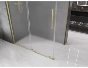 Mexen Velar, sprchový kút s posuvnými dverami 140 x 75 cm, 8mm sklo námraza, zlatá matná, 871-140-075-31-55
