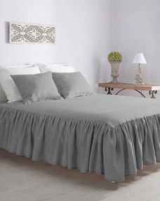 Prehoz Linen Frilly 160 x 210 cm svetlo šedý