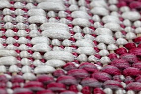 Koberec šnúrkový SIZAL SION Kratka 22129 ploské tkanie biely / fuksia